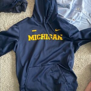 Nike Navy and Yellow Michigan Hoodie
